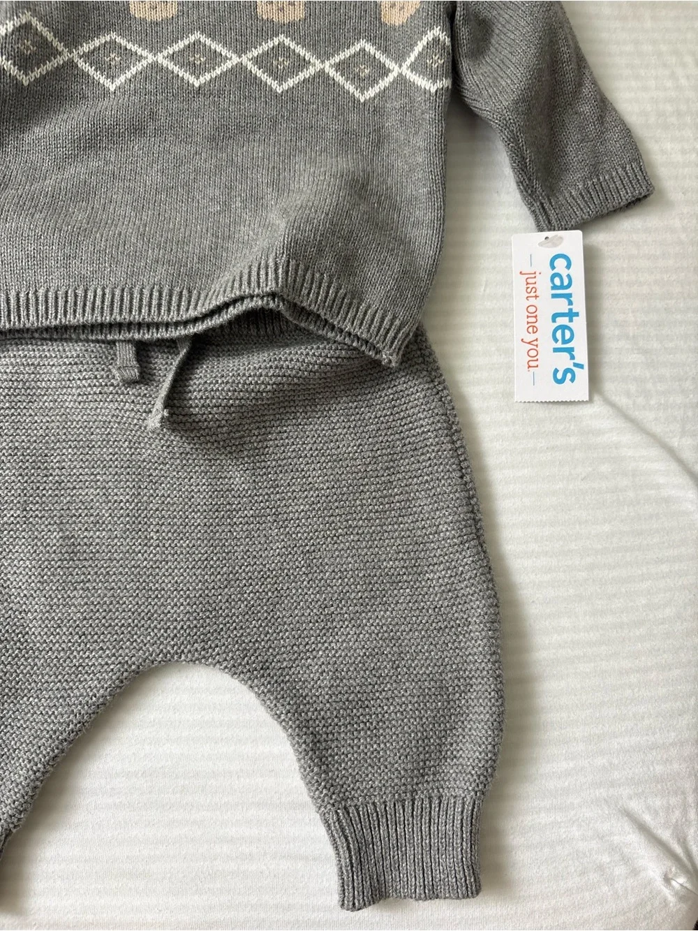 Kids grey knit sweater and pants set